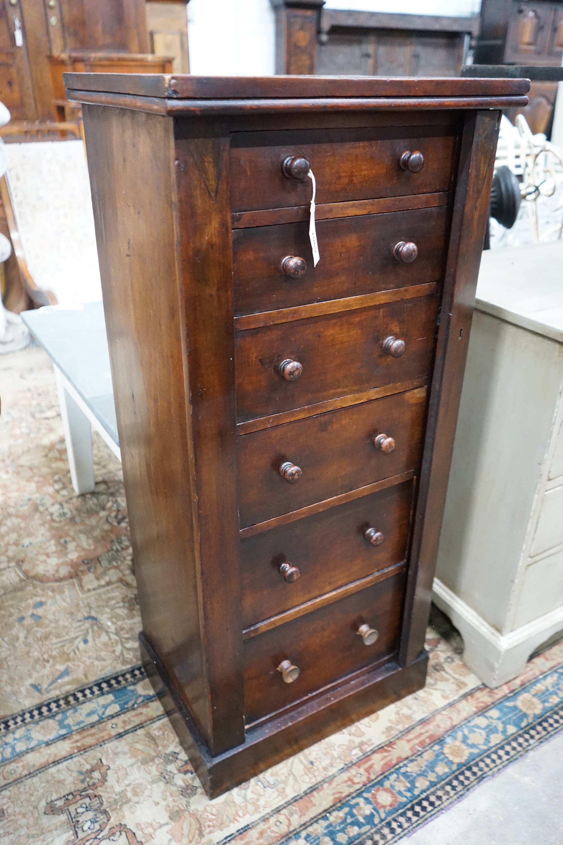 A Victorian mahogany Wellington chest, width 49cm, depth 35cm, height 109cm